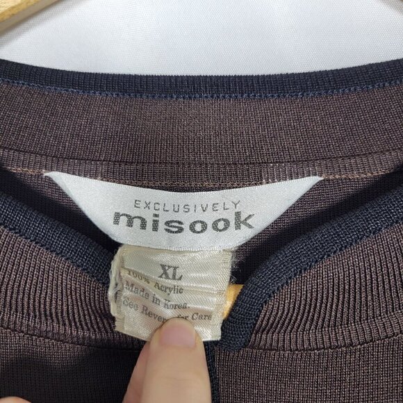 Exclusively Misook Women's Classic Knit Slinky Tunic Top Brown & Black Size XL - Picture 12 of 12